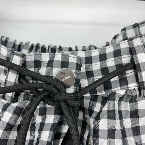 GANNI | NWT Check Mini Bubble Skirt in Black Gingham Taffeta 38 / US 6 - Picture 9 of 14